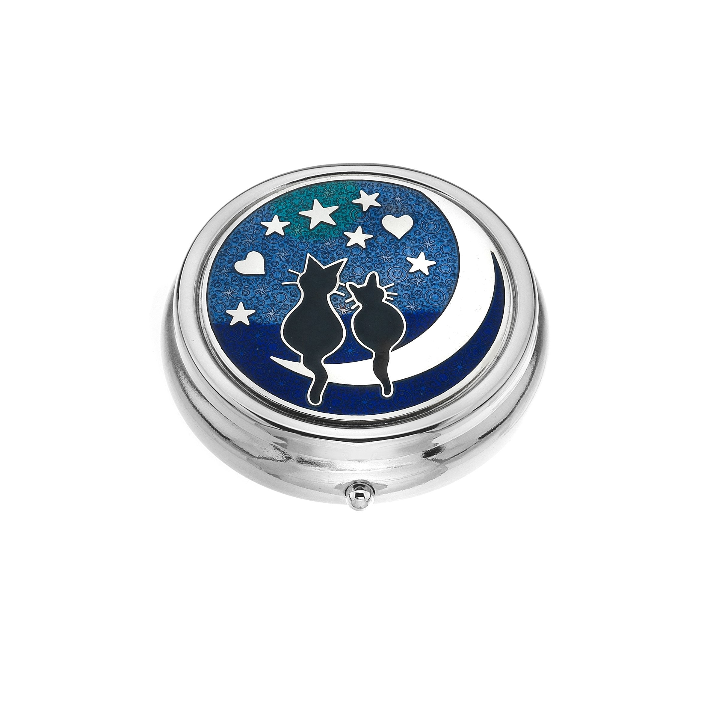 Cats on the Moon Large Enamel Pillbox